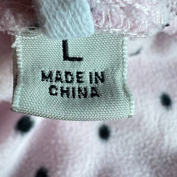Anne Klein Pink/Black Polka Dot Fleece Pajama Set Size L - Picture 9 of 9